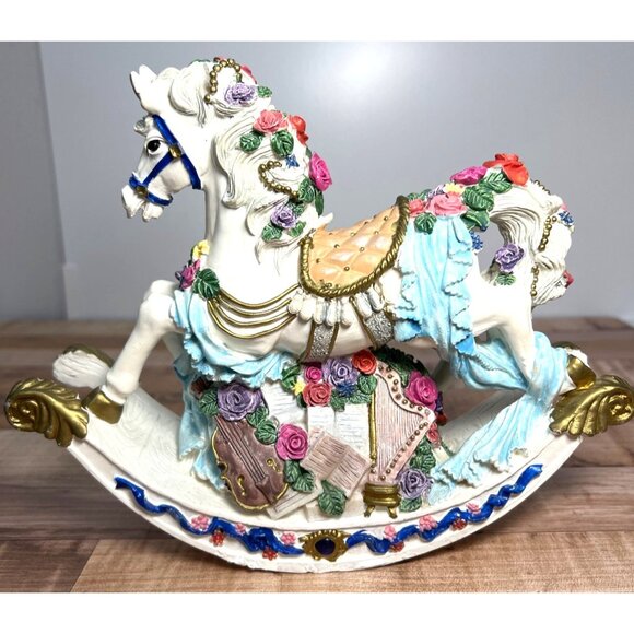 World Bazaars Vintage Resin Musical Rocking Horse - Picture 5 of 7